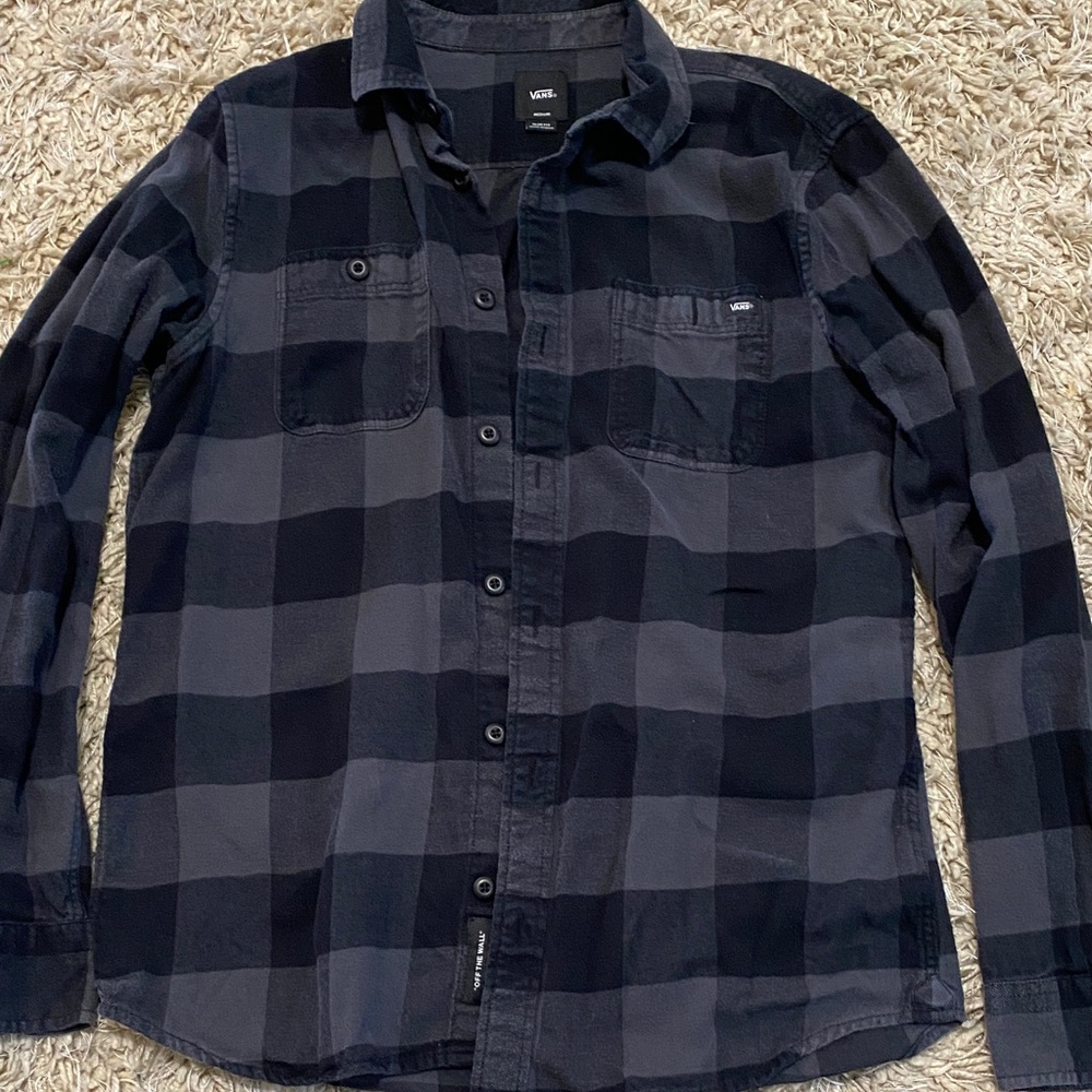 Vans Men's Dark Checkered Button Down Shirt